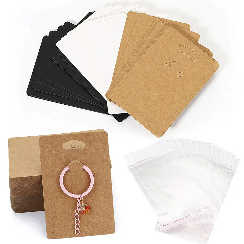 50pcslotKeychainDisplayCardsforJewelryDIYKeyringsRingPackagingStorageCardWhite