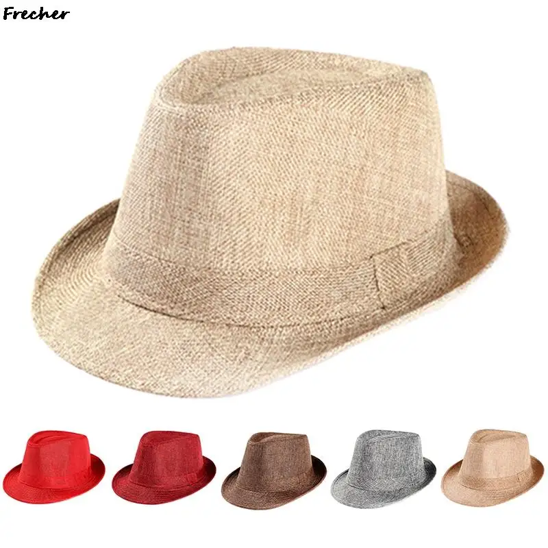 Summer Beach Sports Hat Wide Brim Jazz Cap Women Men Line Straw Sun Hats Outdoor Beach Volleyball Panama Caps Cowboy Fedora Cap