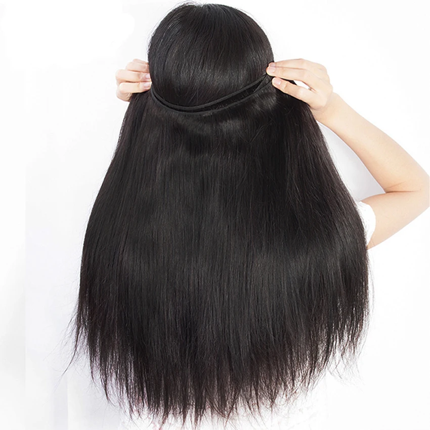 Human Hair Extensions Straight Bundles Human Hair 100g/pc Natural Black Straight Human Hair Bundles Raw Brazilian Hair Weave Bundles 30 inch Hair Weft