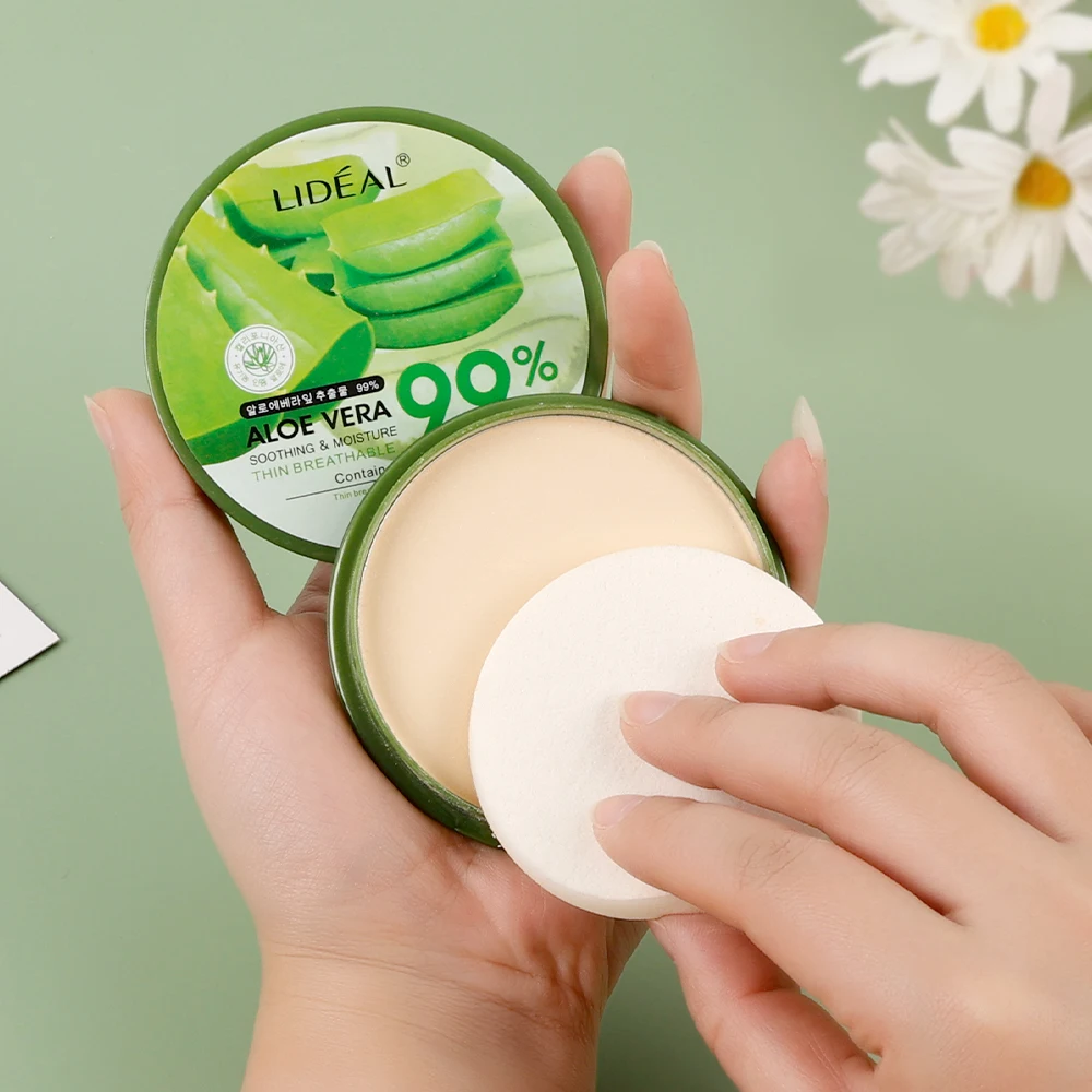 99% Aloe Vera Face Powder Smoothing Pressed Powder Waterproof Moisturizing Concealer Brighten Foundation Face Makeup Cosmetic For pressed powder foundation,setting powder,concealer powder,face powder,compact powder