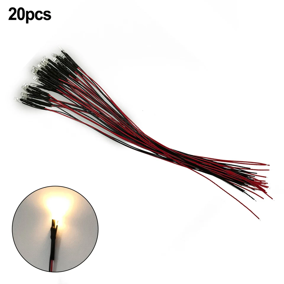 Lot De 20 LED Blanc Chaud 3 Mm, 12-18V - Pour Modélisme Ferroviaire, Maison De Poupée, Dioramas