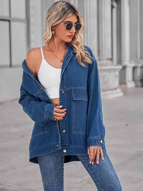 Chaqueta Vaquera Mujer,chaqueta Larga Invierno Mujer,abrigo Vintage Mujer, cazadora Vaquera Mujer,chaquetas Azul Para Mujer,ropa Mujer 2022 Ultima Moda Fashion,cazadoras Vaqueras Mujer2022 - Abrigo - AliExpress