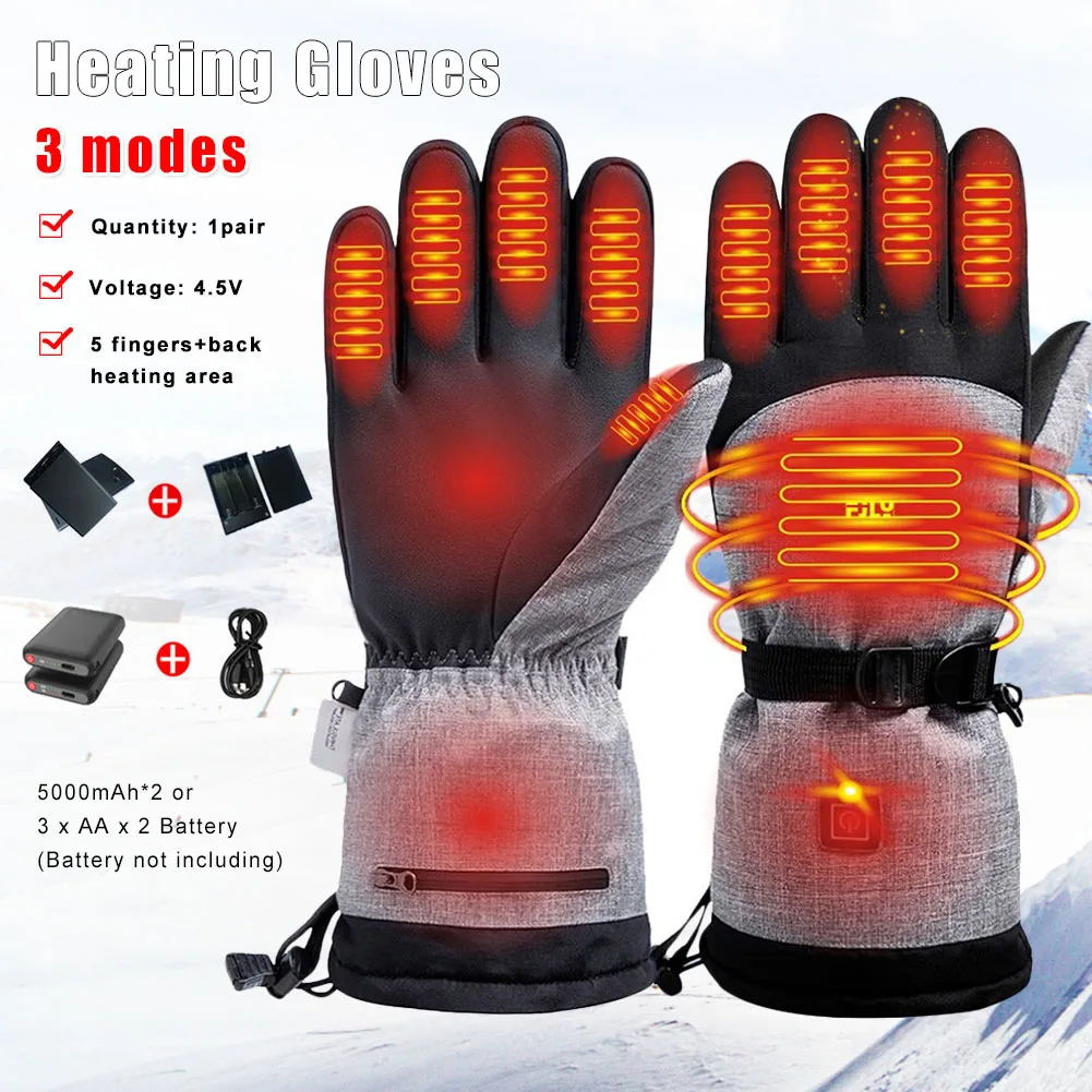 Electric Heated Gloves Thermal Hand Warmer 5000mAh Rechargeable Battery  Waterproof Heat Gloves Winter Outdoor Skiing Warm Gloves - AliExpress