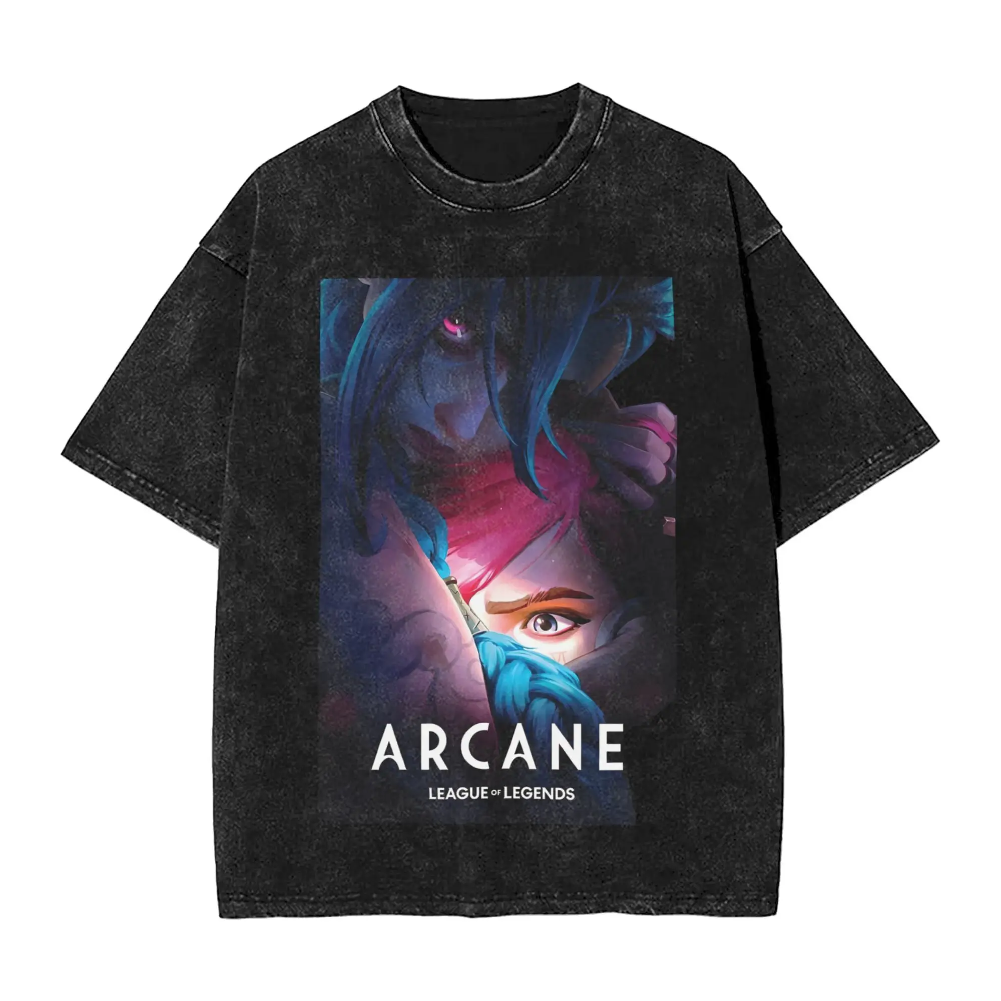 Arcane-Themed Men's Washed Novelty Tee - Short Sleeve Crew Neck 100% Cotton Shirt