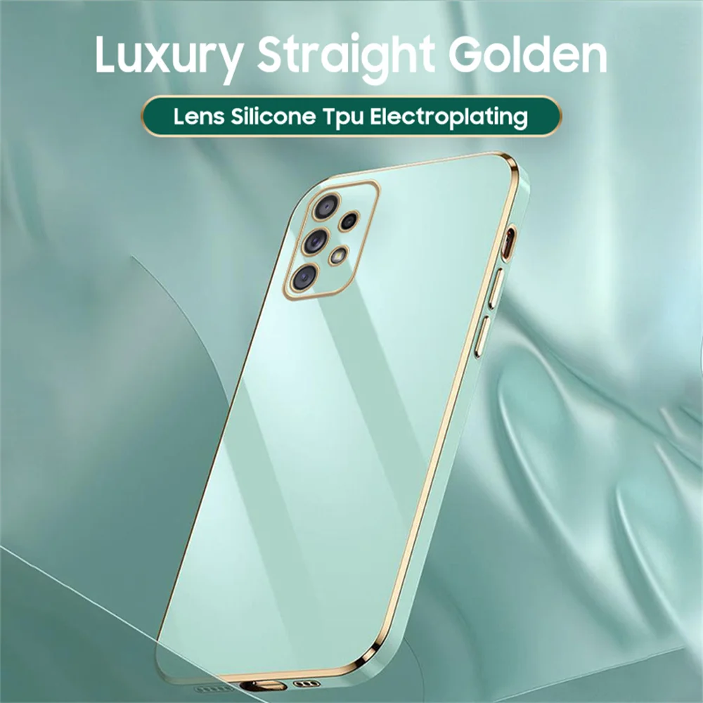 Glossy Plated Phone Case For Samsung Galaxy A52 A52s A72 A22 A53 A73 A33 A23 A32 4G 5G A51 A71 M32 Case Cover Silicone Protector phone case
