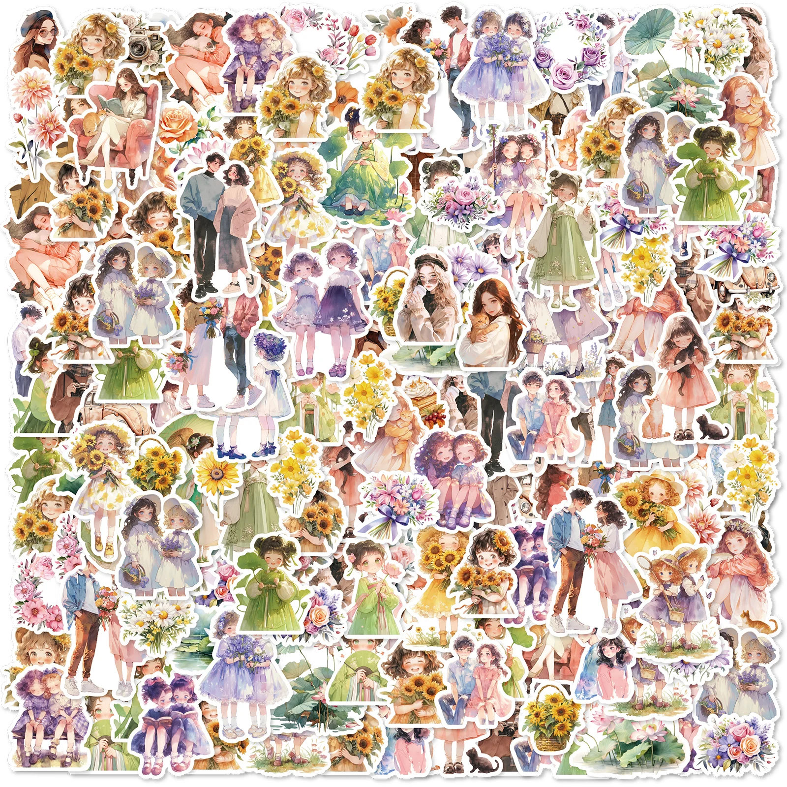 귀여운 소녀 방수 PVC 데칼 장식 노트북 물병 일기 클래식 장난감, 종이 컷 얇은 DIY 학생 문구, 30 개  Best5