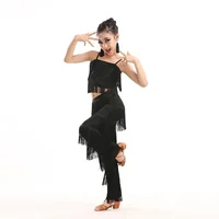 Costumes de pantalon de danse latine pour enfants, robe à franges pour filles, salsa samba, grande taille, salle de Rh, tenues de scène pour enfants 3