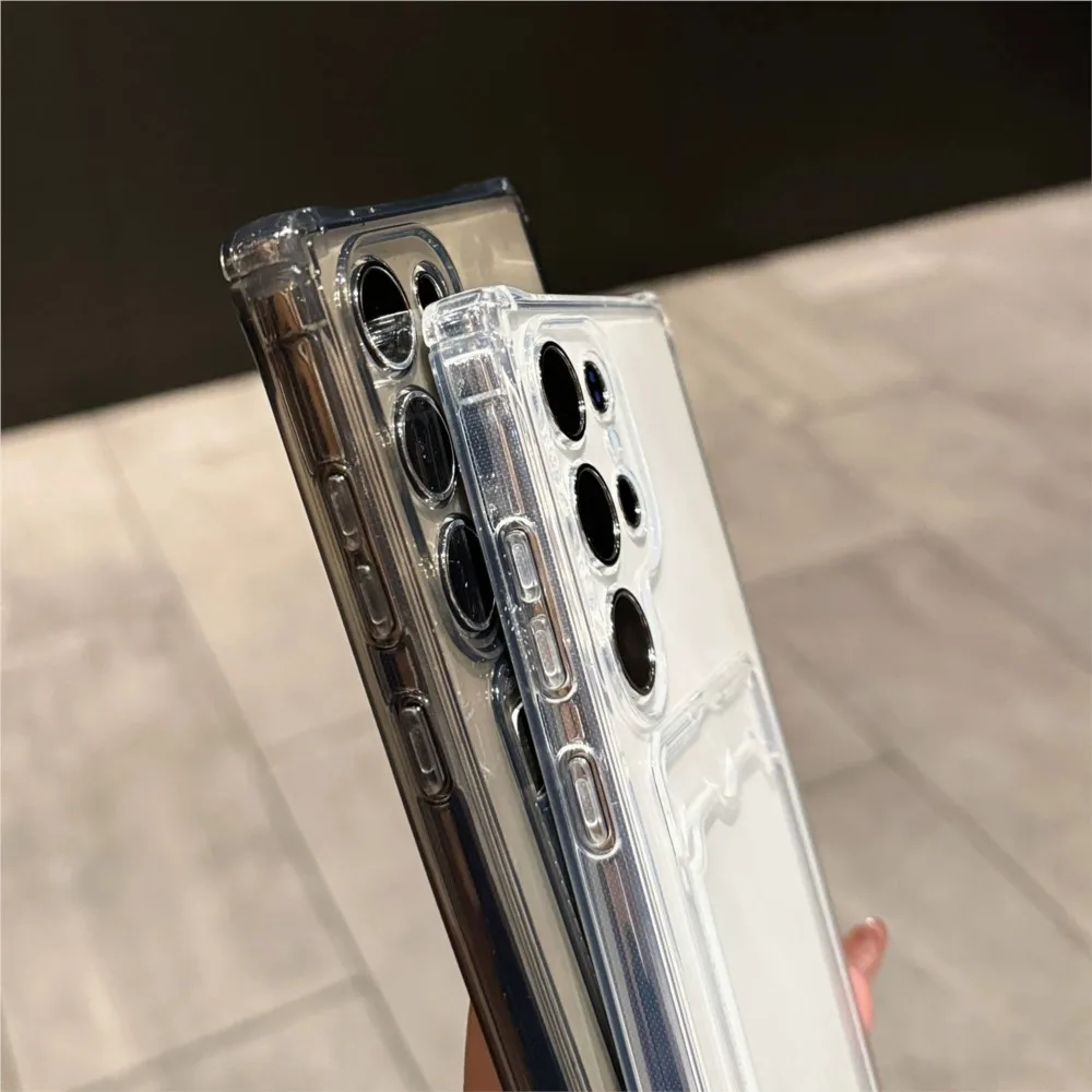 Clear Silicone Shockproof Card Holder Wallet Phone Case