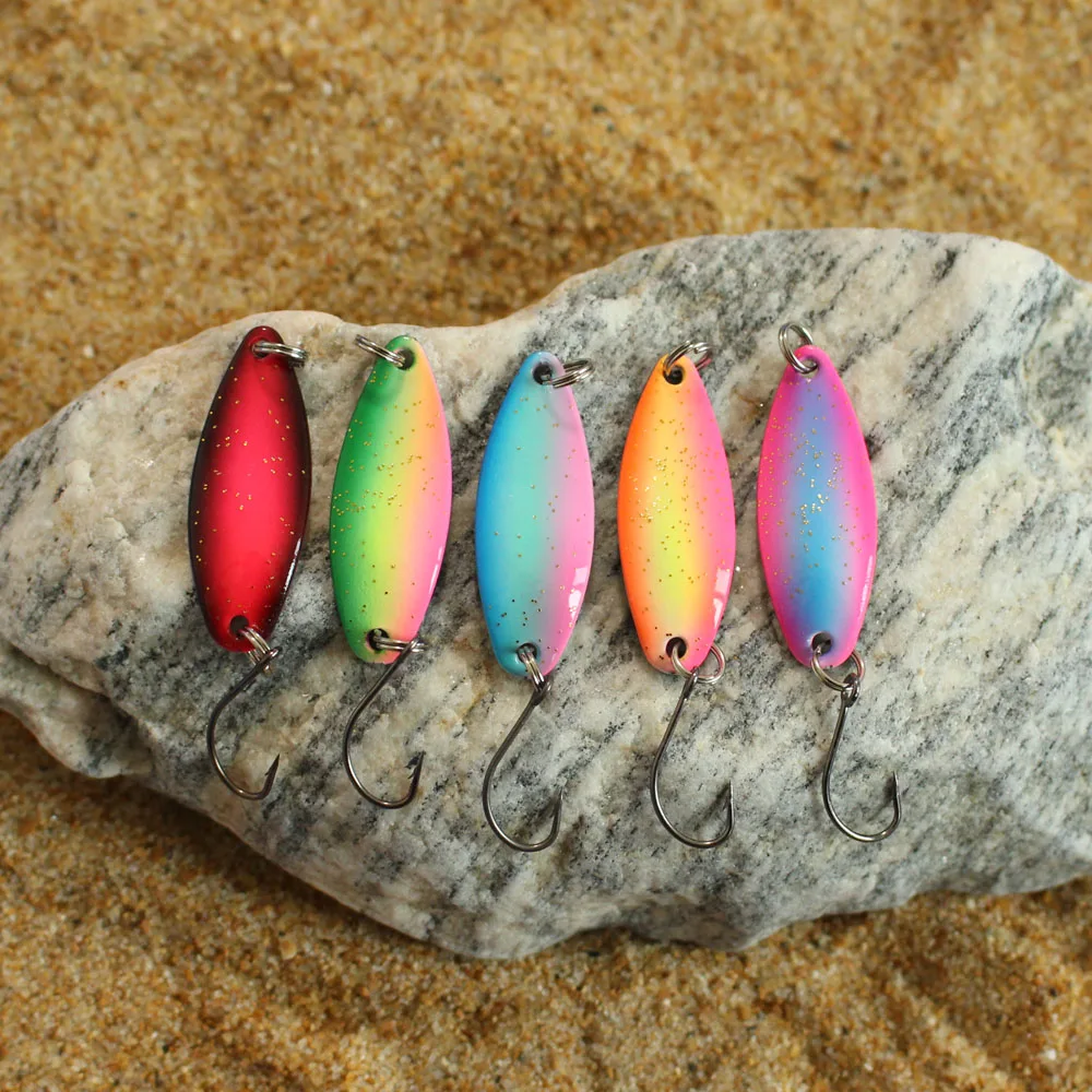 Description Picture 3 of item2pcs 3.2g/4.5g Fishing Lures Pesca Fishing Tackle Bass Bait Artificial For Fishing Spoon Trout Bait