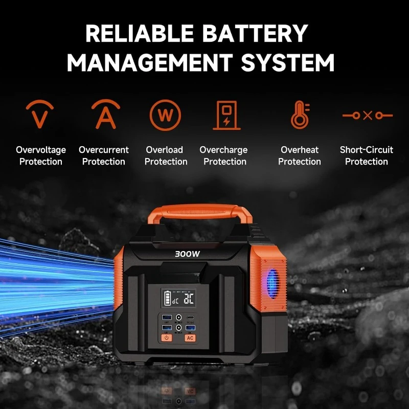 Portable Power Station 300W 257wh Lithium Battery Small Portable Generator for Home Use Camping Travel