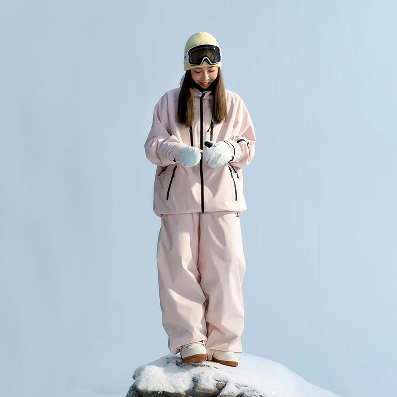 NANEND Ski Suit Women's Ski Suit Snowboard Double Board Waterproof Loose Full Press Glue 3L Snow Top
