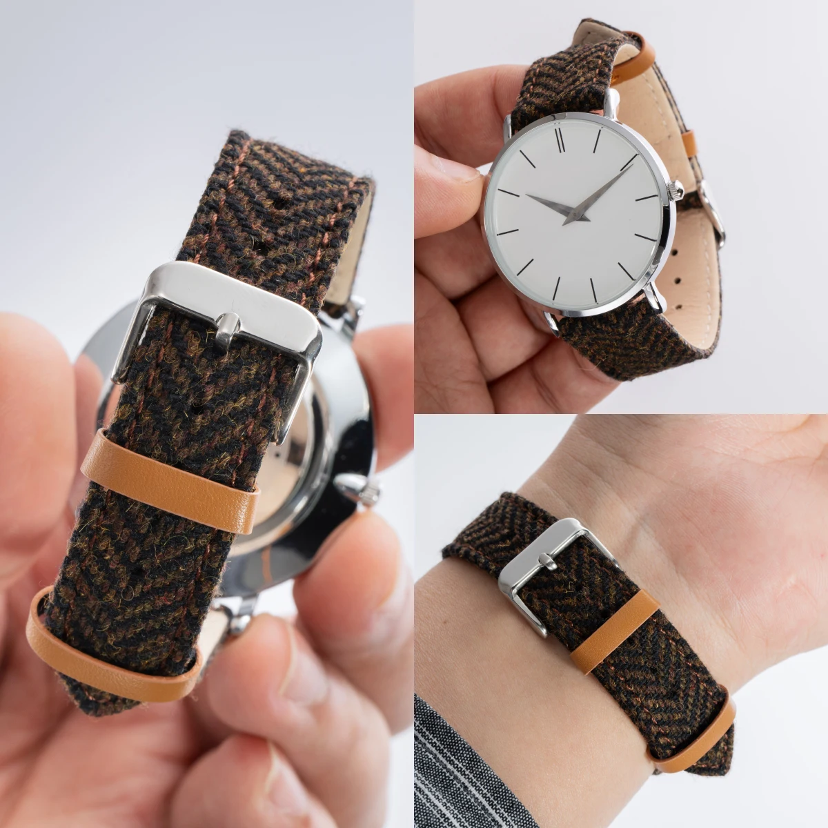 Vintage Weave Leather Nylon Quick Release Watch Band - Universal Replacement Wristband