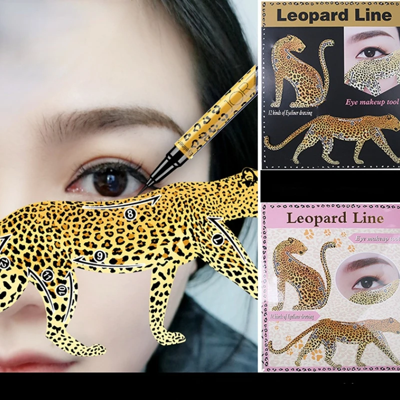 

New Leopard Eyeliner Stencils Eye Make Up Shaping Tool Eye Template Shaper Model Easy To Make Up Cat Line Stencils Eyeliner Card