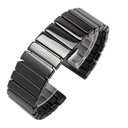 Premium 22mm Ceramic Watch Strap - Replaceable Bracelet - 22mm width band (Black)