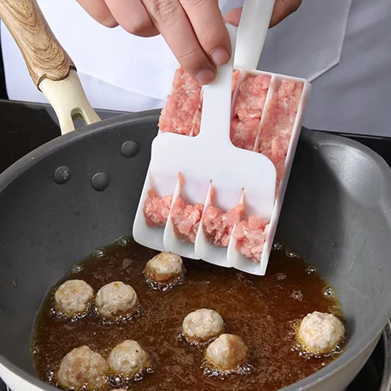 Cylinder Meatball Maker Pushing 4pcs Balls No Stick Stuffed Poultry Scoop Meat Ball Food -grade PP Material Kitchen Cooking Tool