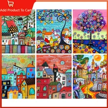 

Oil Painting By Numbers For Abstract Scenery DIY Handpainted Gift Coloring By Numbers House Picture For Living Room Decor