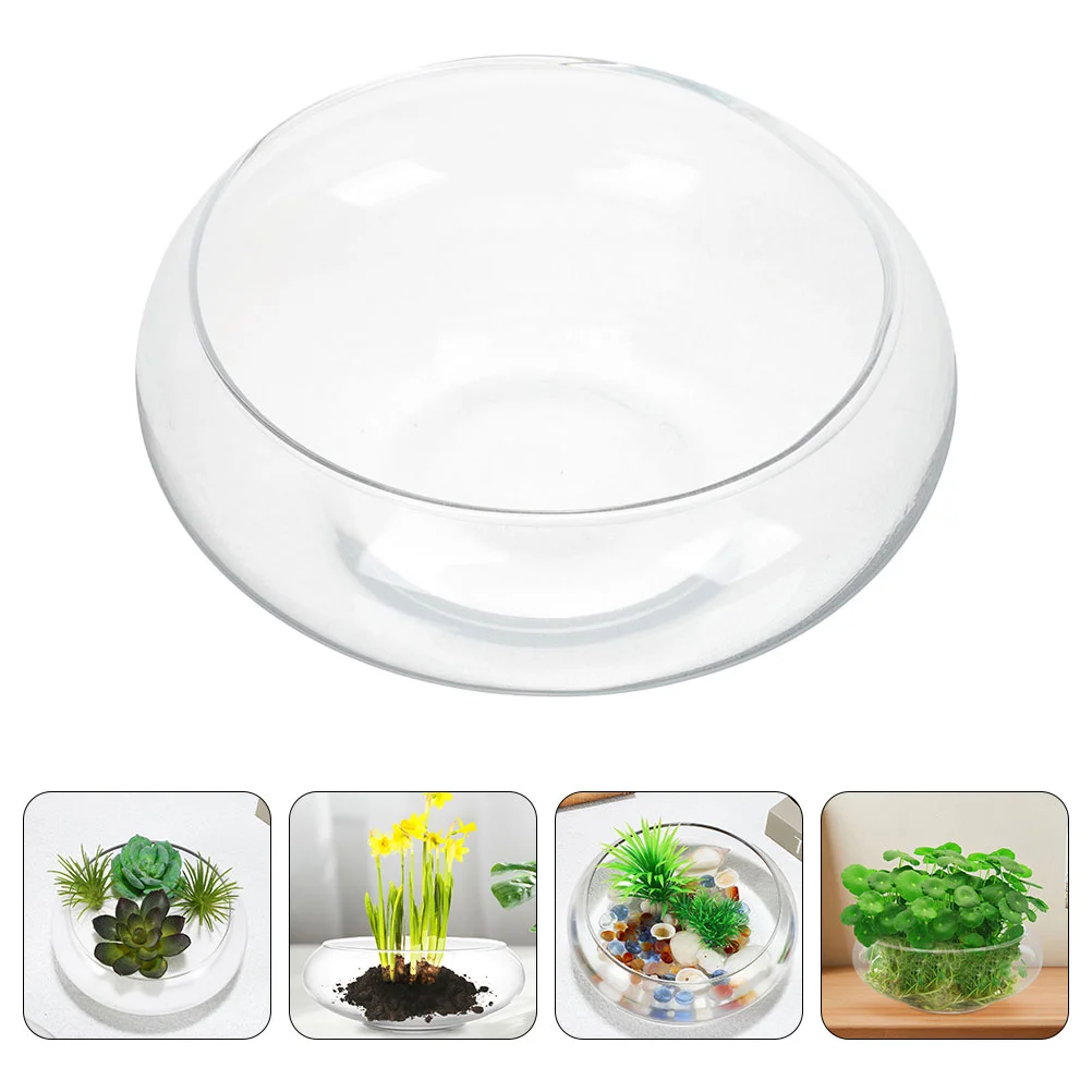 Wide Mouth Glass Vase Flower Pot Hydroponic Planter Desktop Flowerpot Round Aquarium Bowl Succulent Planter Bonsai 4