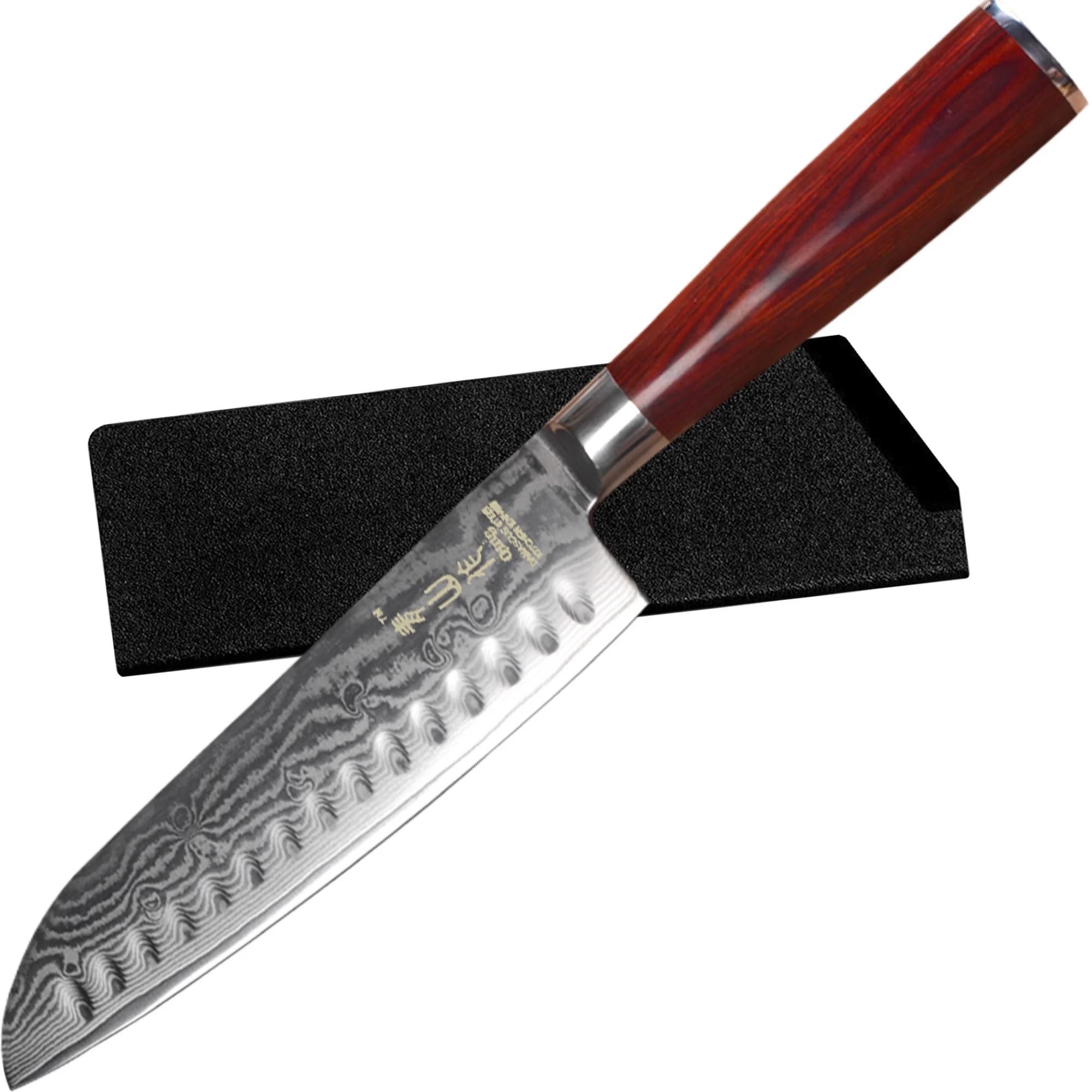 

VG10 Damascus Steel Santoku Knife With Edge Guard 7 Inch Japanese Chef Knives Non-stick Blade Kitchen Knife