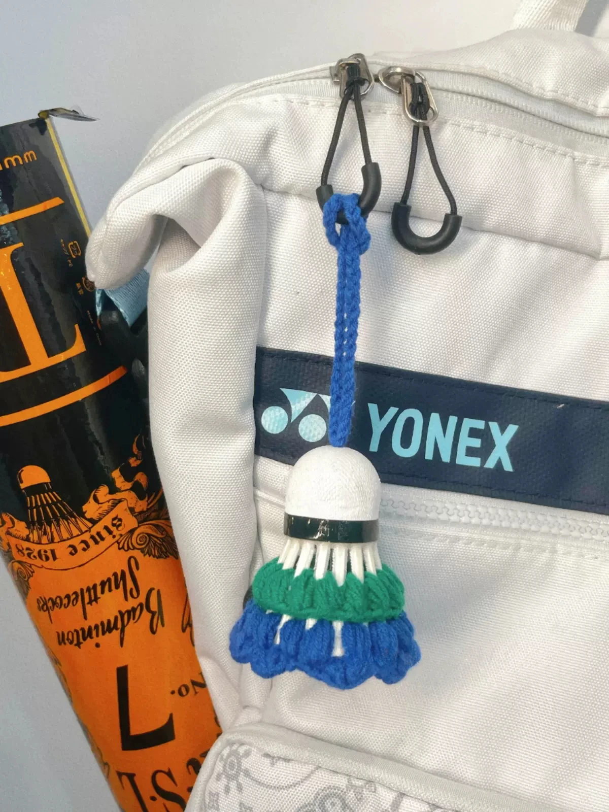 Handmade Crocheted Badminton Keychain Pendant Bag Hanging Ornament Keyring Gift