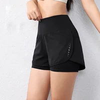 quick-drying women's running shorts sports layer elastic waist active sports shorts with pockets yoga shorts - Image 3