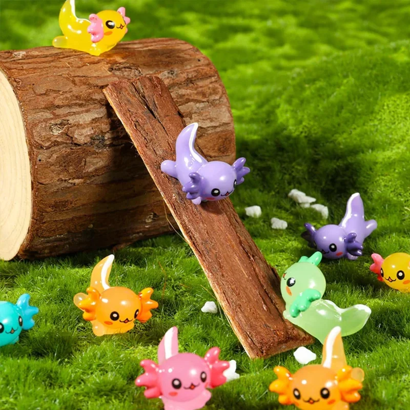 35PCS Resin Axolotl Ornament Miniatures Ambystoma Mexicanum Cute Animals Fish Tank Moss Microlandscape Fairy Garden Decoration 5
