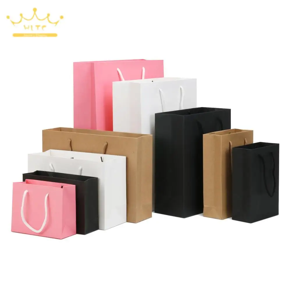 

Multi Size Festival Gift Bags 10Pcs/lot Christmas Candy Chocolate Handbag Kraft Paper Shopping Tote Bags Present Packaging Pouch