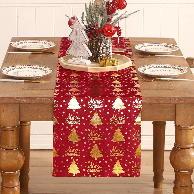 

Christmas Tree Decoration Table Runner Christmas Stocking Kitchen Party Holiday New Year Decoration Dinner Dresser Tablecloth