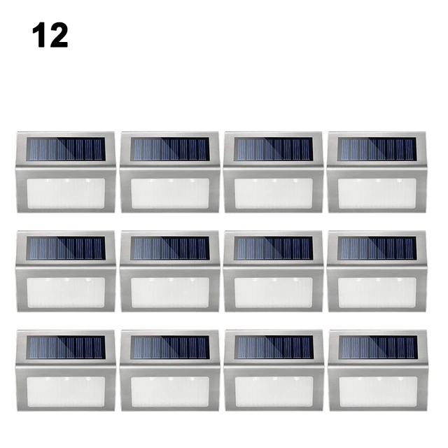 Outdoor LED Lights Solar Powered 3LED Waterproof Garden Wall Lamp For Fence Deck Stair Lights Decoration 12PACK