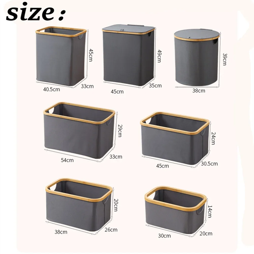 Black Storage Baskets for Organizing,Fabric Storage Bins with Bamboo Handles, Collapsible Storage Baskets for Shelves and Closet 2