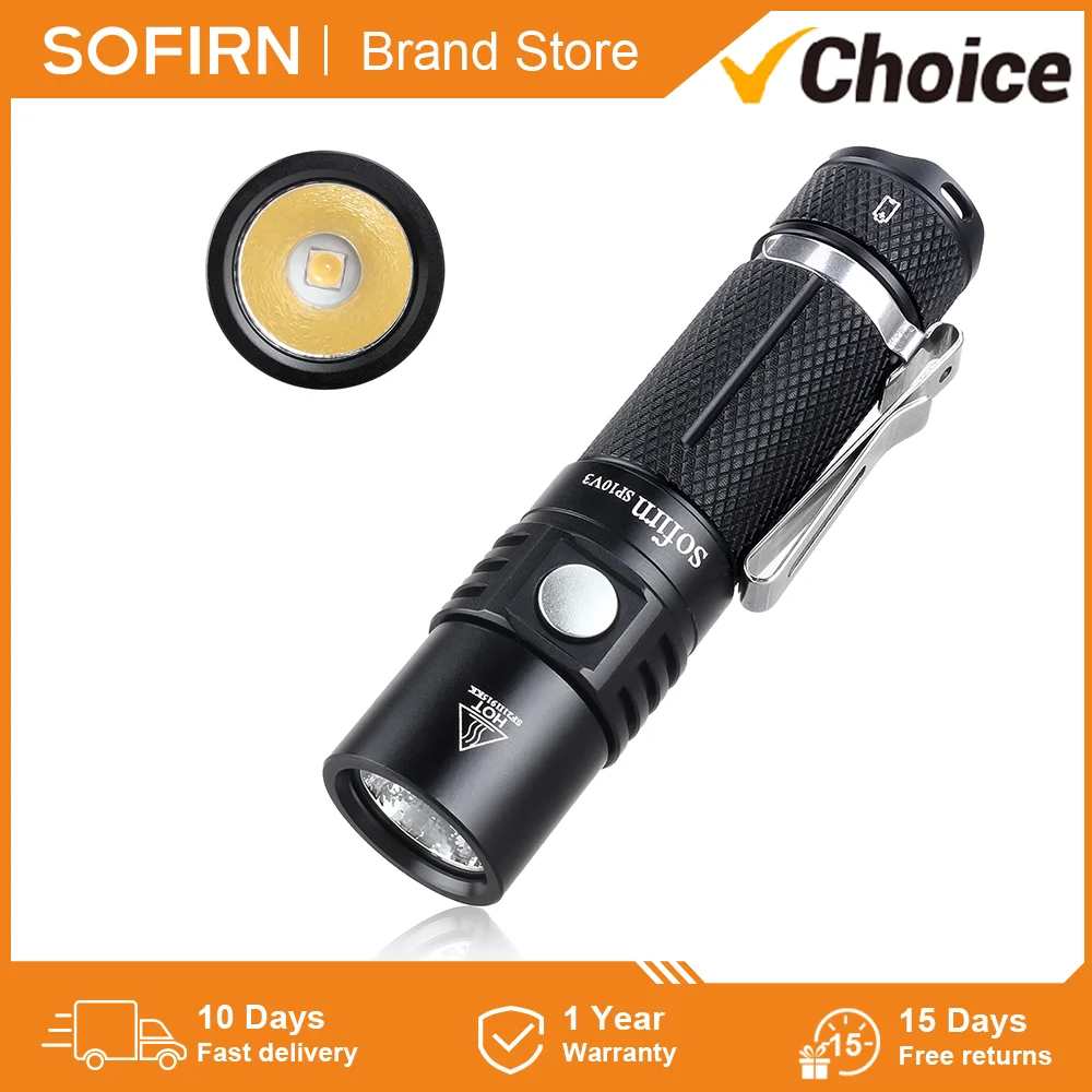 Sofirn SP10 V3 LED AA 14500 Flashlight LH351D 1000lm IPX8 Mini Tactical Torch CRI Keychain Emergency Light