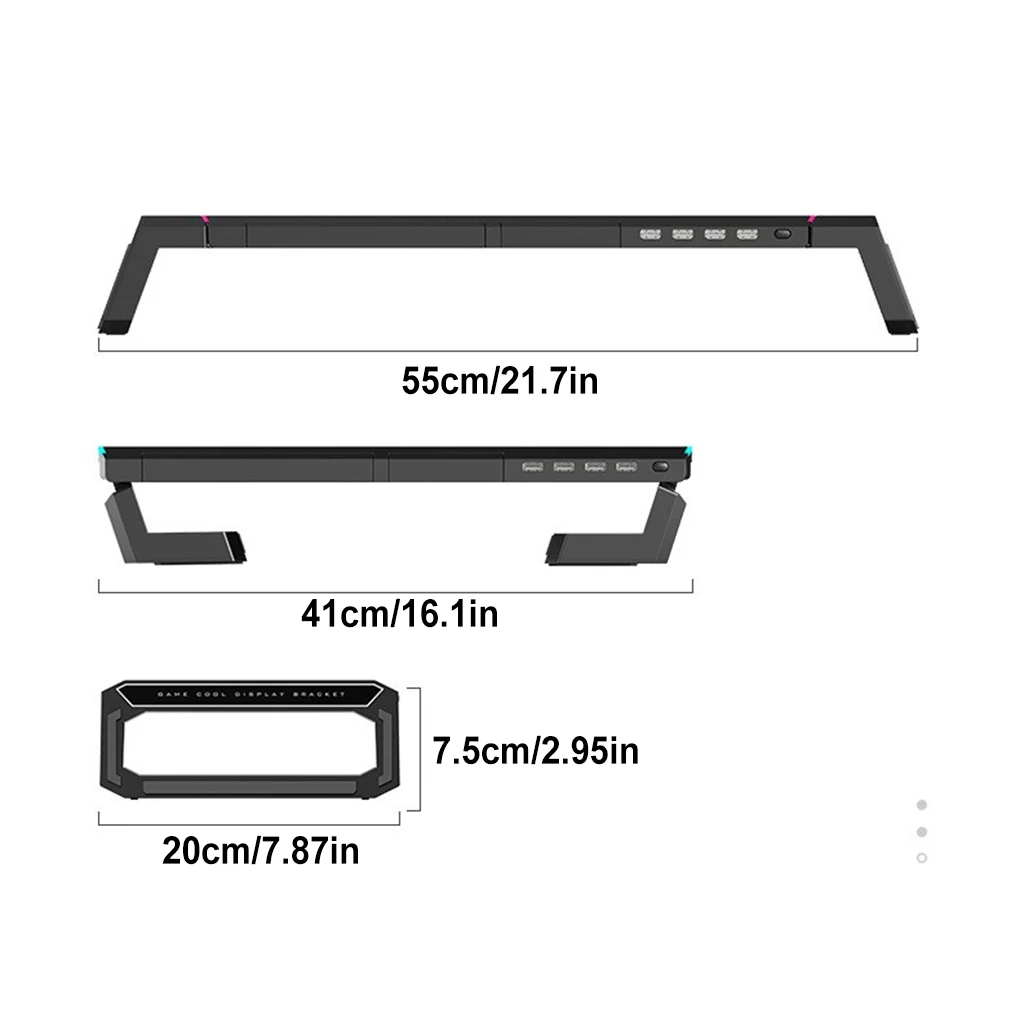 컴퓨터 노트북 모니터 스탠드 보관함이 있는 라이저 마운트 4개의 USB 포트가 있는 탁상용 브래킷 책상 헤비 듀티 기숙사