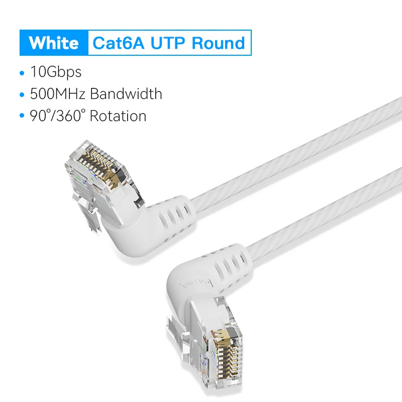 ตัวเลือกสินค้า สายอีเธอร์เน็ต CAT6A 10Gbps หมุนได้ 360 องศา สำหรับเครือข่ายเร็ว