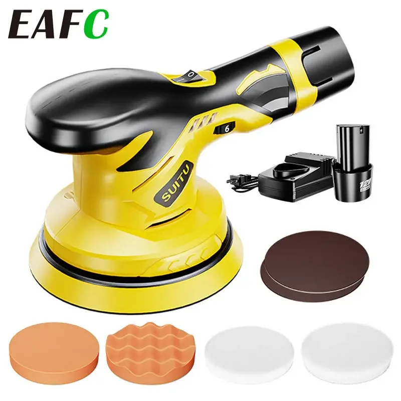 12V Cordless Car Polisher Lithium Battery Wireless Car Beauty Waxing Auto Paint Care Furniture Polishing Machine Auto Washing