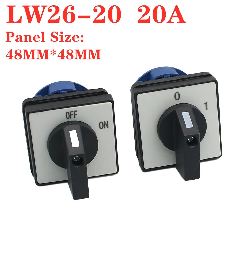 

LW26-20 OFF-ON 0-1 Electric position Silver contact 20A 660V 3 poles Control Rotary Changeover Cam Switch LW28-20