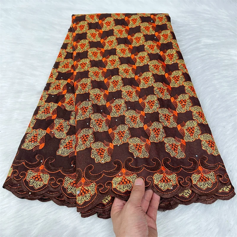 

5 yard Swiss voile lace fabric heavy beaded embroidery African High Qualit 100% cotton With diamonds popular Dubai style HL09151