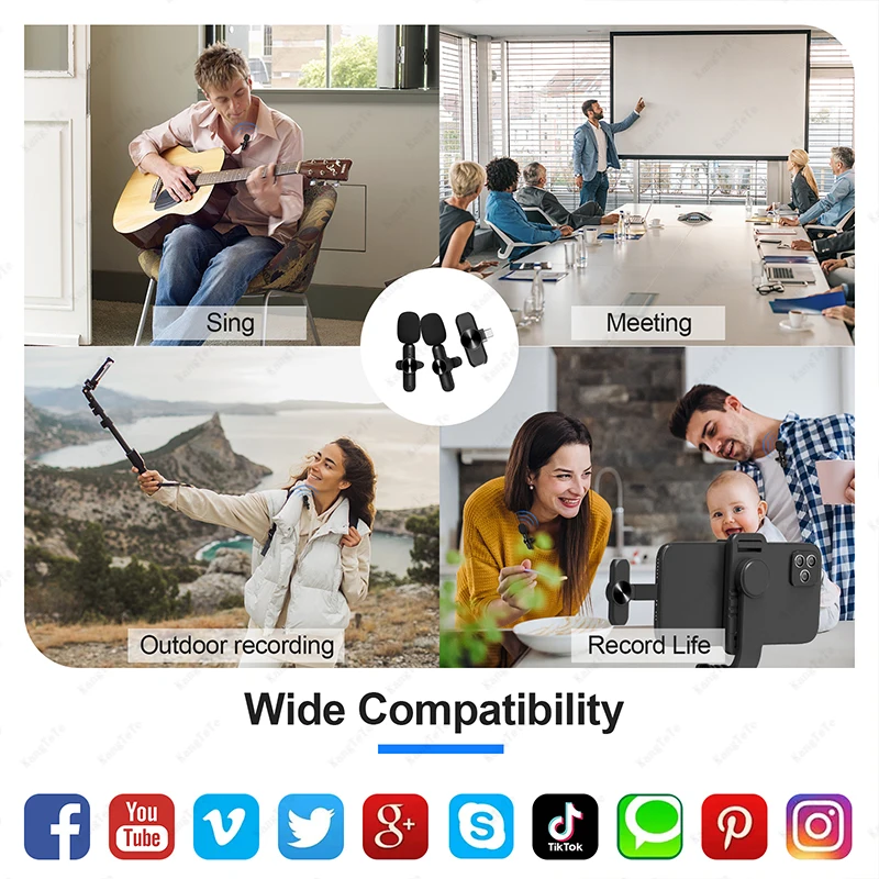 무선 라 발리에 마이크 휴대용 미니 마이크 소음 감소 iPhone 용 오디오 비디오 녹화 안드로이드 게임 라이브 방송