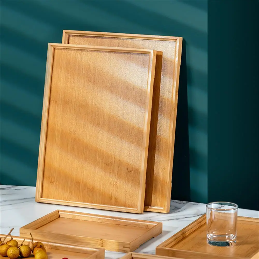 Wooden Tray Wooden Tray High-value Rectangular Solid Wood Tea Fruit Snack Desktop Storage Tools Homehold Restaurant Utility