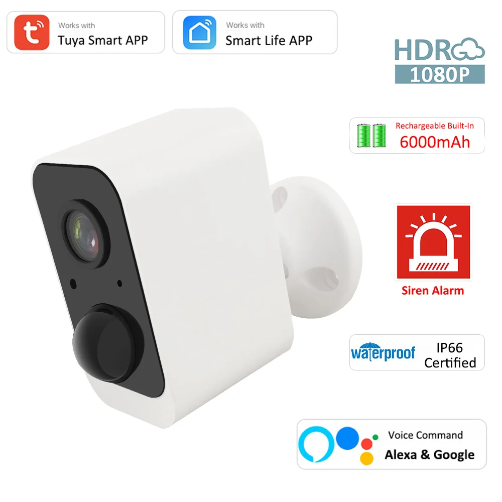 2MP 1080P Tuya APP Outdoor Water-proof Low Comsunption Battery IP Camera Full Color Night Vision Home Security CCTV Baby Monitor 3mp 1296p outdoor water proof ip bullet camera full color night vision intercom home security cctv monitor