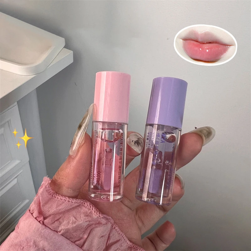 Fruit Lip Oil Lip Moisturizing Transparent Water-Glossy Mirror Finis Non-Stick Tint Lasting Cosmetic Liquid 1pc lip gloss,lip makeup,lip glaze,lip tint,lip oil,lip stain,lip lacquer