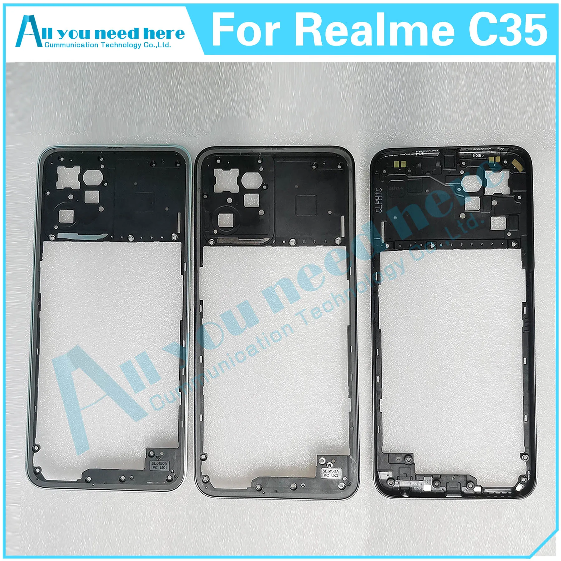 

High Quality For Realme C35 Middle Frame Front Bezel Back Housing Case Mid Plate Lid Cover Repair Parts Replacement