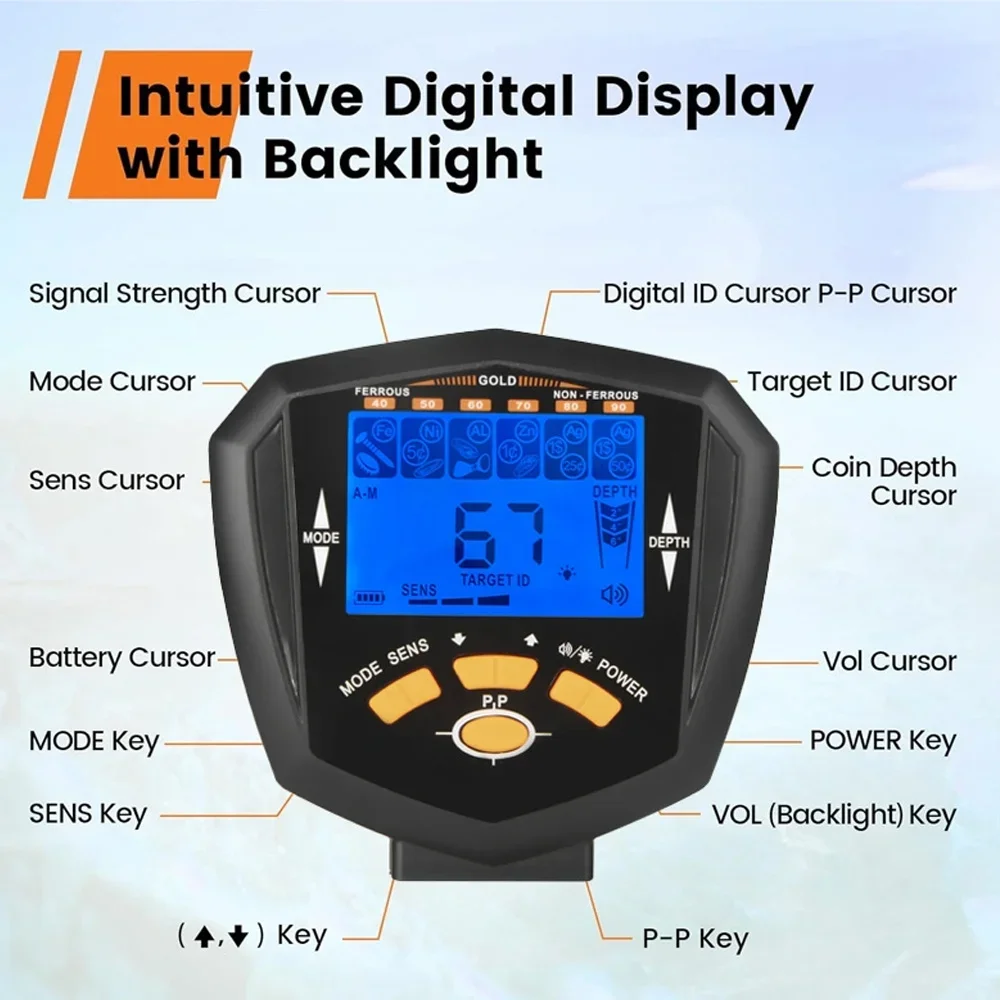 X22 New Underground Metal Detector Gold LCD Search Target ID Max Depth Treasure Hunting PinPointer Waterproof Locate Model