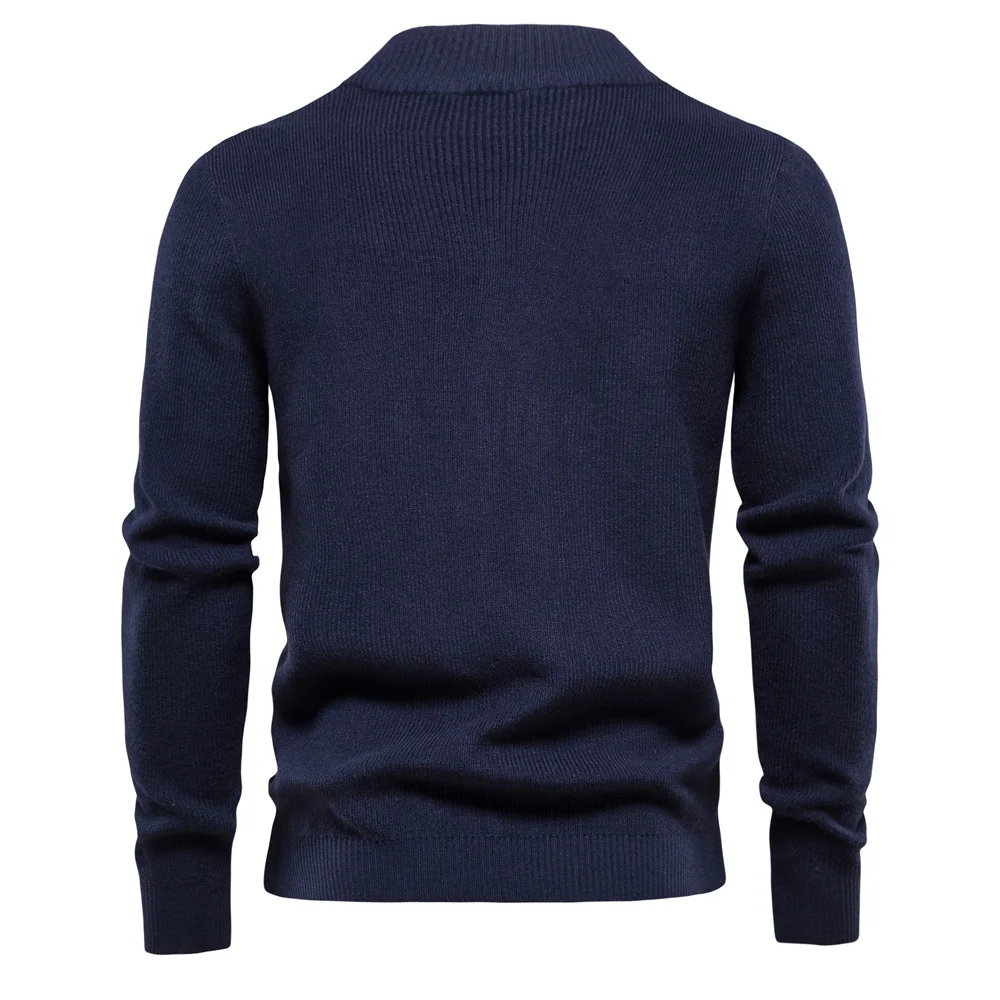 AIOPESON Cardigan da uomo tinta unita con cerniera maglione di base maschile Casual di alta qualità nuovi Cardigan autunnali per abbigliamento maschile 4