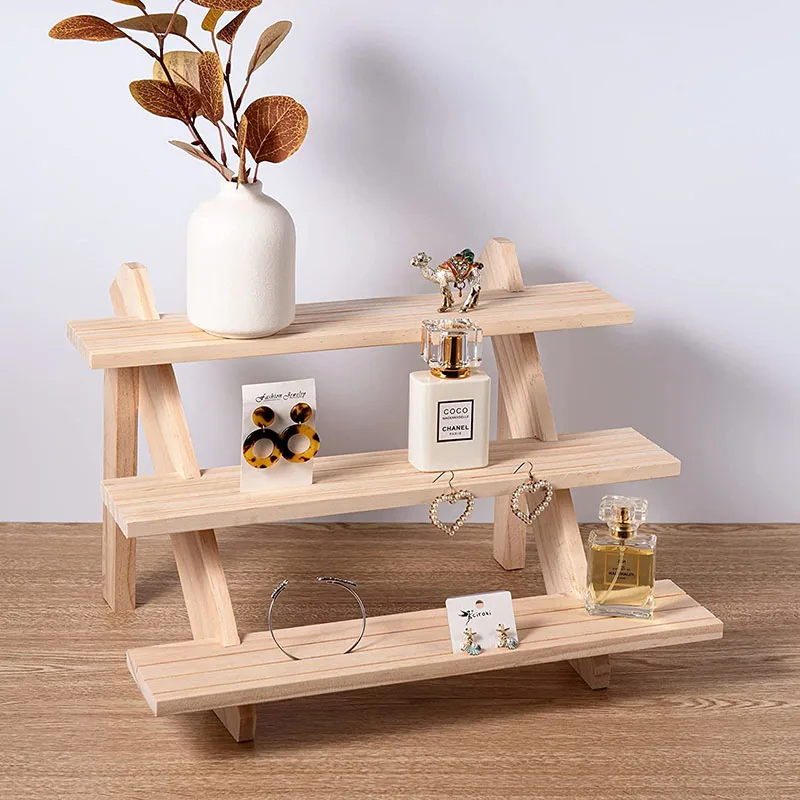 

Boho Wooden Organizer Shelves Holders Adjustable Vase Flower Pot Perfume Desktop Storage Earrings Display Stands Room Home Decor