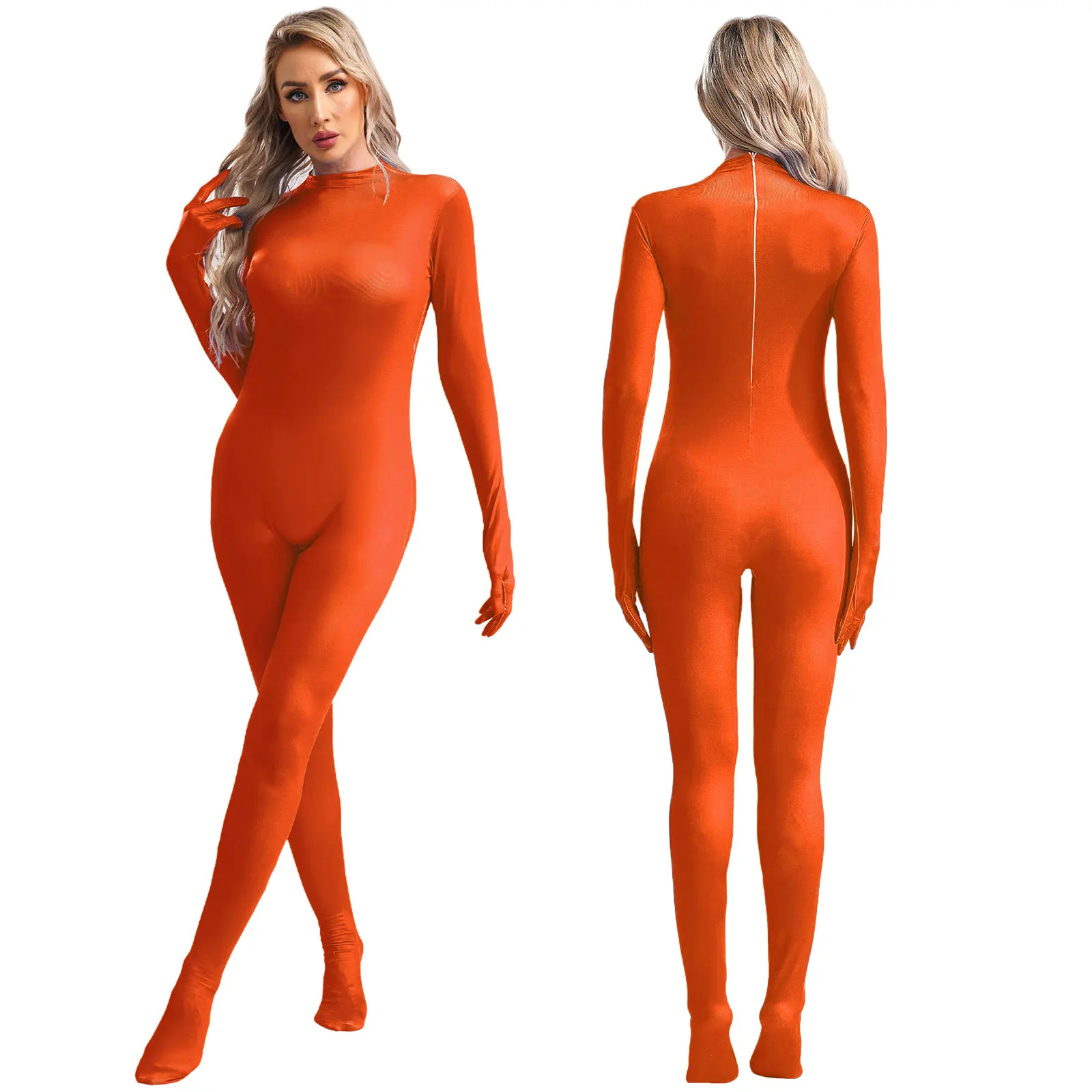 Mono de cuerpo entero para mujer, mono de manga larga con cuello redondo de Color sólido, traje de baile de Ballet y gimnasia rítmica, disfraz de escenario actuación