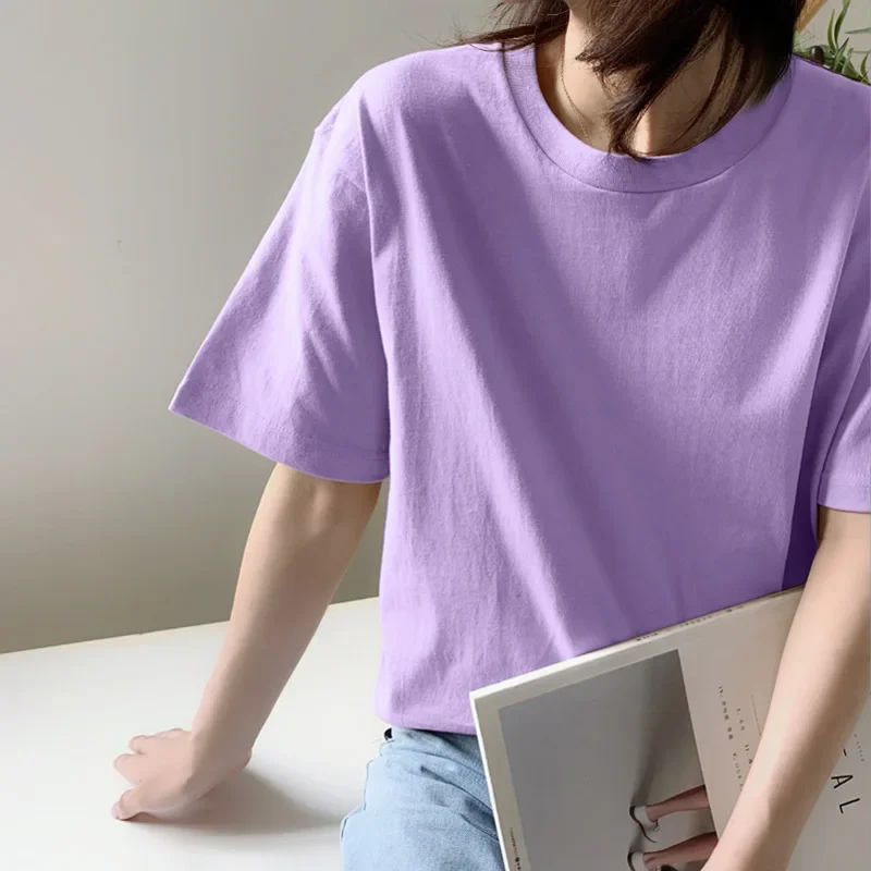 

Purple short sleeve T-shirt women's ins trendy summer couple outfit 2023 new casual t-shirt underneath the undershirt top