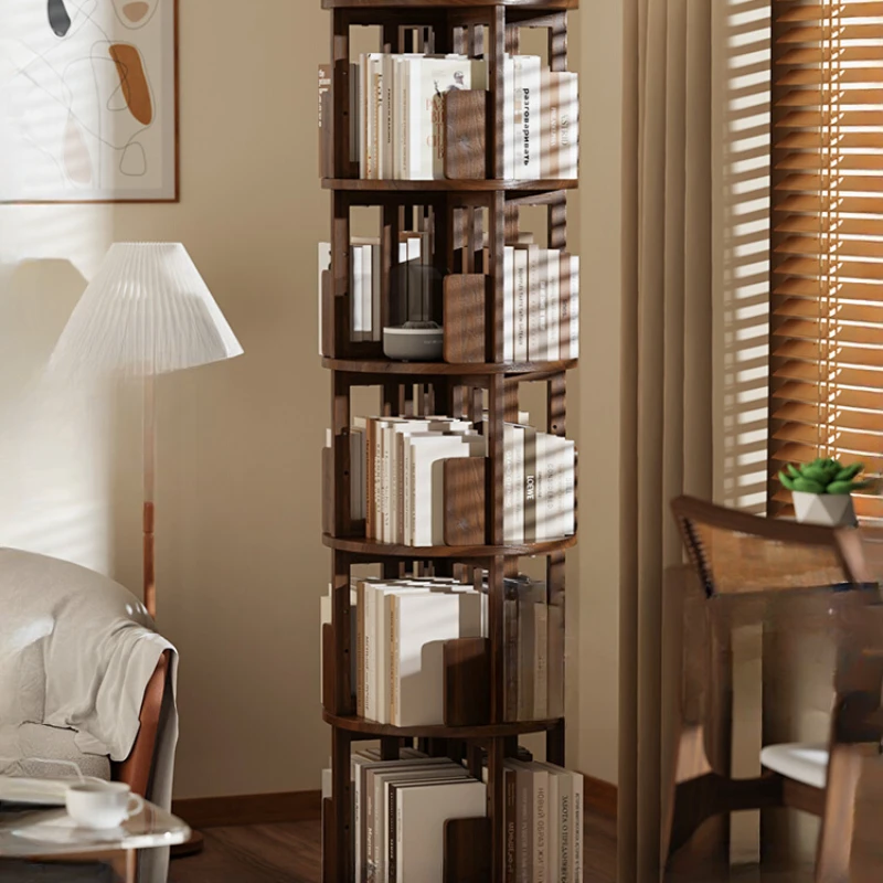 

Rotating bookshelf, solid wood floor to floor, simple children's picture book rack, living room, bedroom, bedside storage rack
