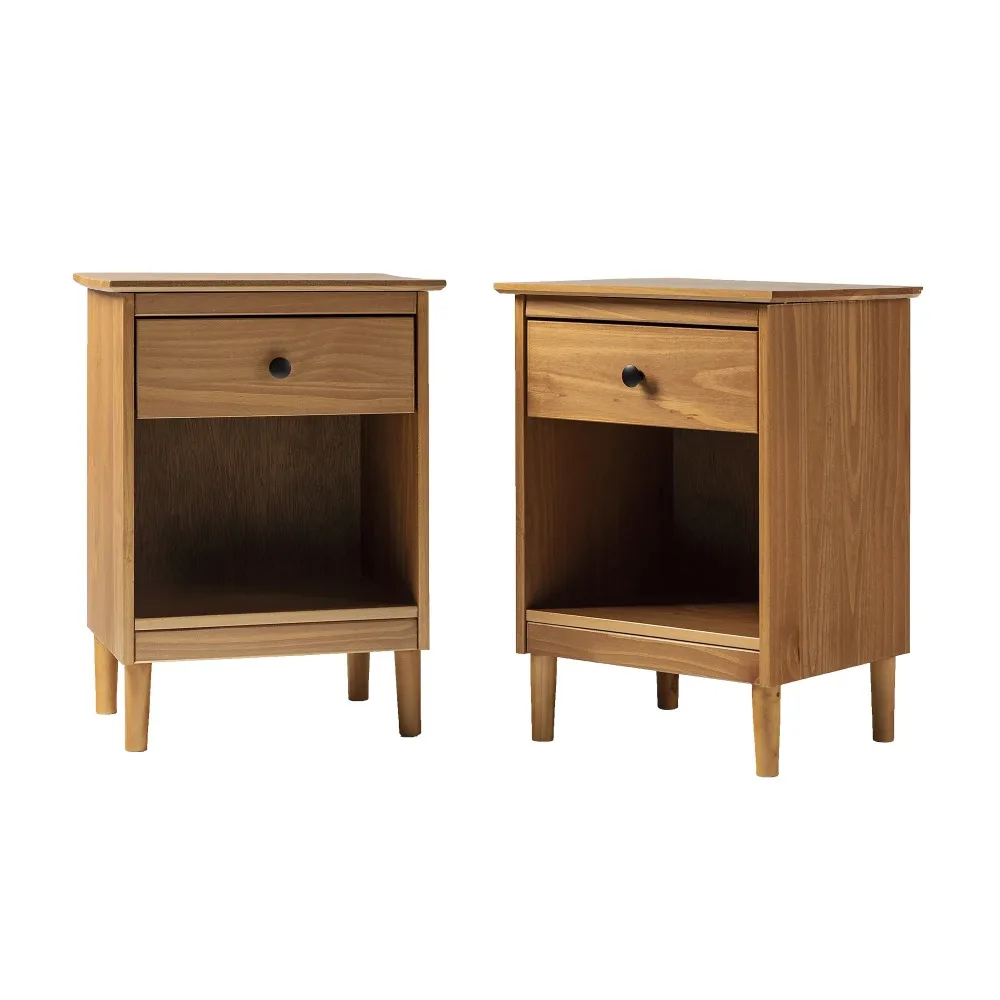 

Wright Mid-Century Nightstand Bedside Table Caramel Night Stands Set of 2 Freight Free Nightstands Tables Cabinet Stand Bedroom