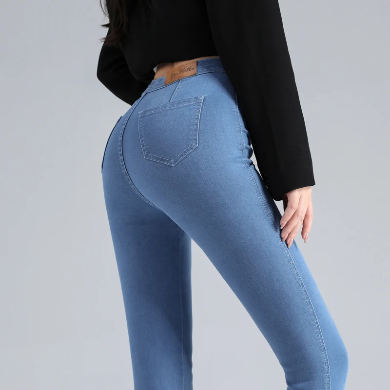 2022 Spring Summer Skinny Jeans For Woman Cotton Stretch Denim Pants Fashion Sexy Slim Jogging Office Waisted Trousers Female straight jeans Jeans