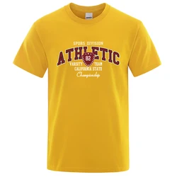 Varsity California Men's Summer Streetwear Cotton Tee - S (Yellow)