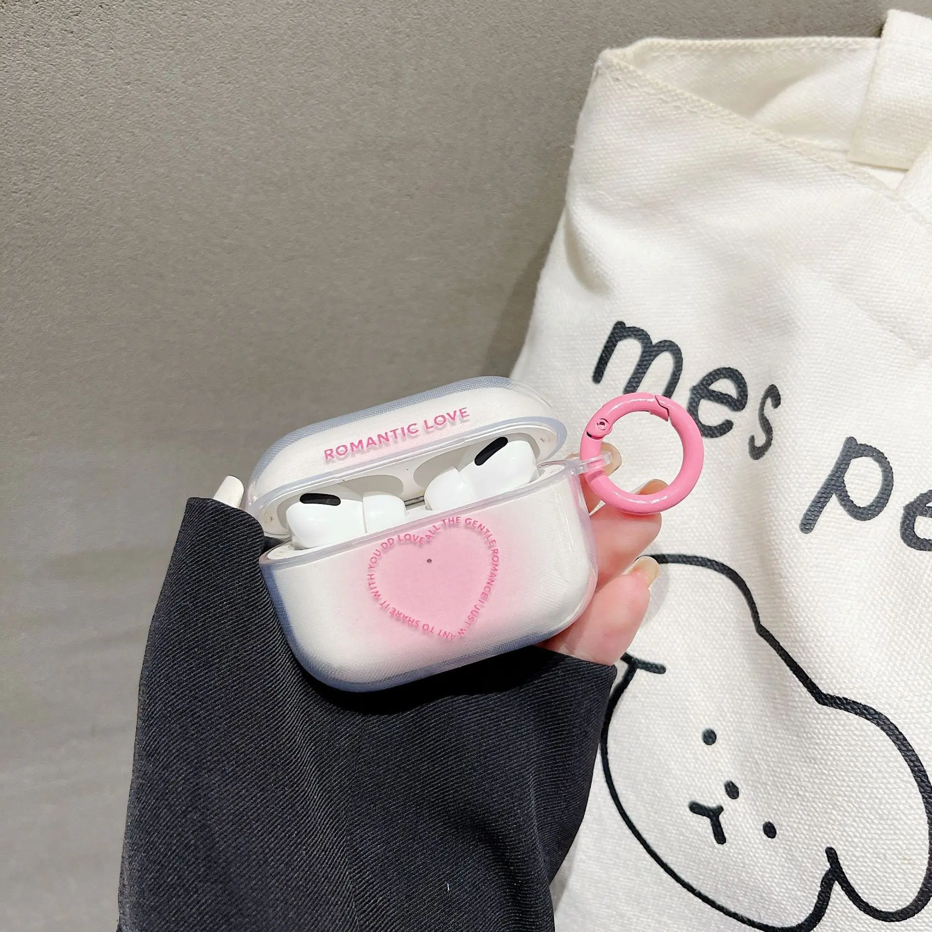 

Защитный чехол с надписью Love для Airpods1/2-го поколения, чехол для наушников Apple pro2-го поколения, прозрачный мягкий чехол 3-го поколения